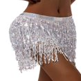 thumbnail image 2 of Jupe Ventre pour Femmes Jupe Mini à Franges Pailletées avec Sangles de Taille Réglables pour Danse Performance Rave Party, 2 of 8