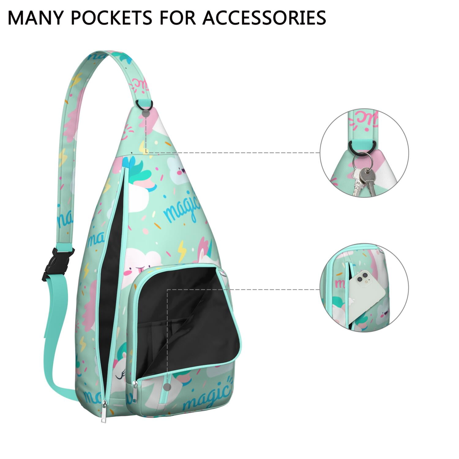 Magical Rainbow Unicorn Sling Bag - Mythical Horse Print Shoulder Backpack (Water-Resistant & Lightweight, Stylish Design)