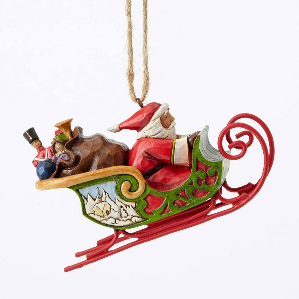 jim shore santa with rotating sleigh and reindeer