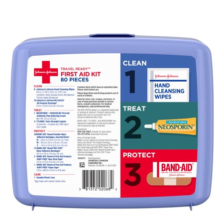 Johnson & Johnson Travel Ready Portable Emergency First Aid Kit, 80 pc - Image 6