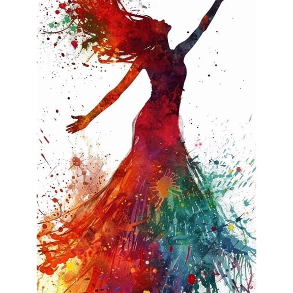 Paint by Numbers Adult DIY Hand Painted A woman with watercolors fluttering Oil Painting Canvas Kits with Brush and Acrylic Gifts and Home Decoration Without Frame 40 x 50 cm