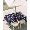 thumbnail image 2 of 60x102 Inch Outdoor Tablecloth with Umbrella Hole Zipper Rectangle Navy Blue Blossoms Black Cat Rectangular Tablecloths Waterproof Farmhouse Romantic Flowers Patio Table Cloth Cover for Picnic, 2 of 8