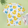 thumbnail image 4 of Rubber Duck Bubble Pattern-1 Womens Tops Women's Fashion Casual Short Sleeve Flower Print Round Neck Pullover Top Blouse, 4 of 6