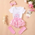 thumbnail image 5 of XDZJLR Tenues pour Filles, Barboteuse Brodée de Pâques & Robe Florale avec Chaussettes à Nœud, Ensemble d'Été 4 Pcs, 5 of 5