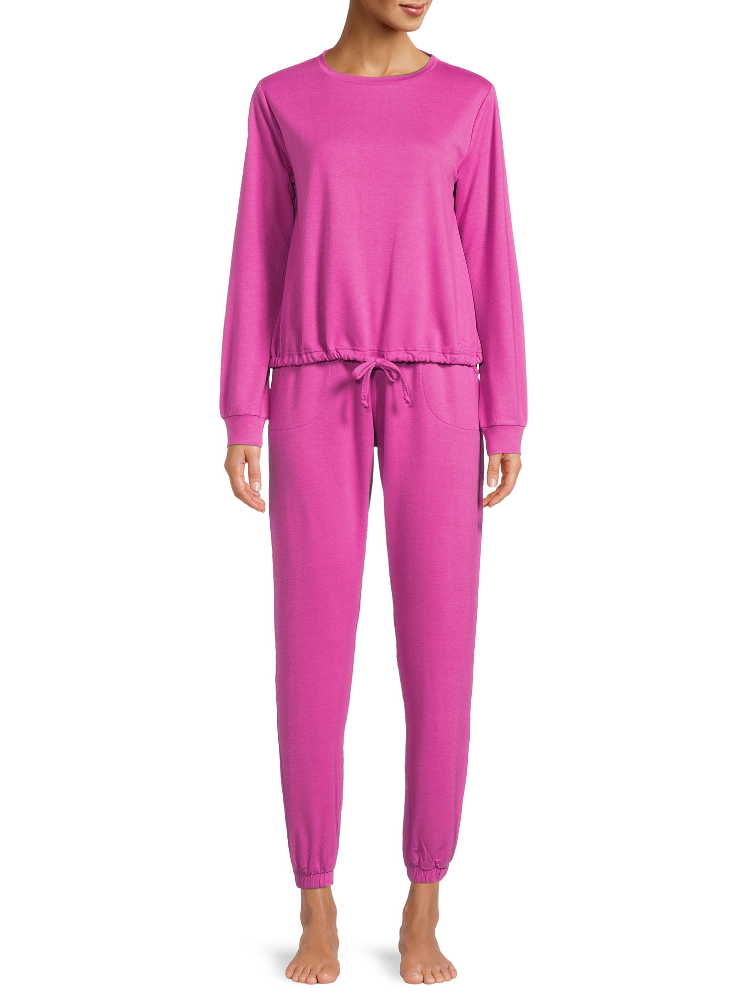 Lissome Women's and Women's Plus L/S French Terry 2-Piece PJ Set - image 2 of 6