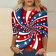 thumbnail image 5 of Mujeres de Verano Tops Suelto Ajuste Cuello Redondo Tres Cuartos de Manga Camiseta con Capucha Top Suelto de Moda para Ocasional, Fiesta, Vacaciones, 5 of 6