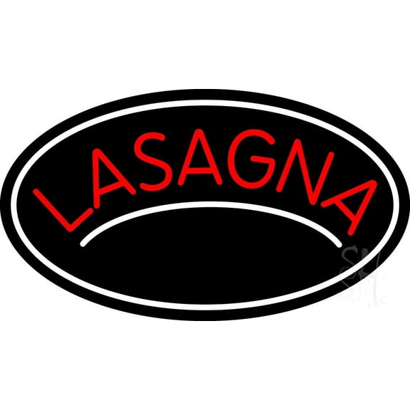 Red Lasagna Oval LED Neon Sign 13 x 24 - inches, Clear Edge Cut Acrylic Backing, with Dimmer - Bright and Premium built indoor LED Neon Sign for restaurant window and interior decor.