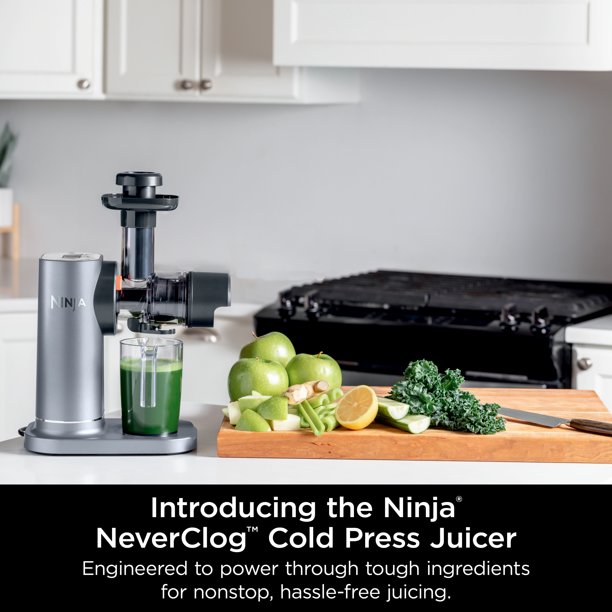 Ninja NeverClog Cold Press Juicer 150W, 18oz Jug, 30oz Pulp