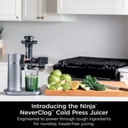 Ninja NeverClog Cold Press Juicer 150W, 18oz Jug, 30oz Pulp Container, 2-Speed, Compact, JC150