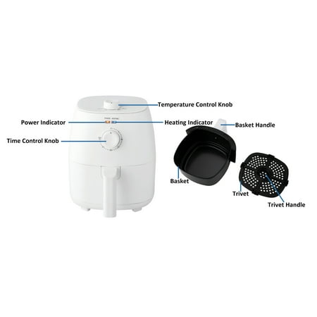 Mainstays 2.2 QT Air Fryer, Arctic White - Automatic Shutoff