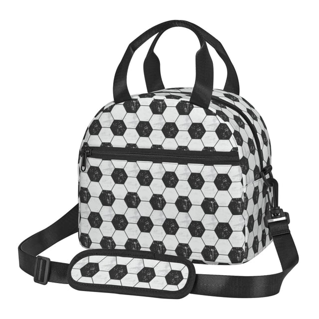 Balery Soccer Bolsa de Almuerzo Impresa, Caja de Almuerzo Reutilizable, Bolsa Térmica Aislada para Almuerzo, Bolsa Antiderrames