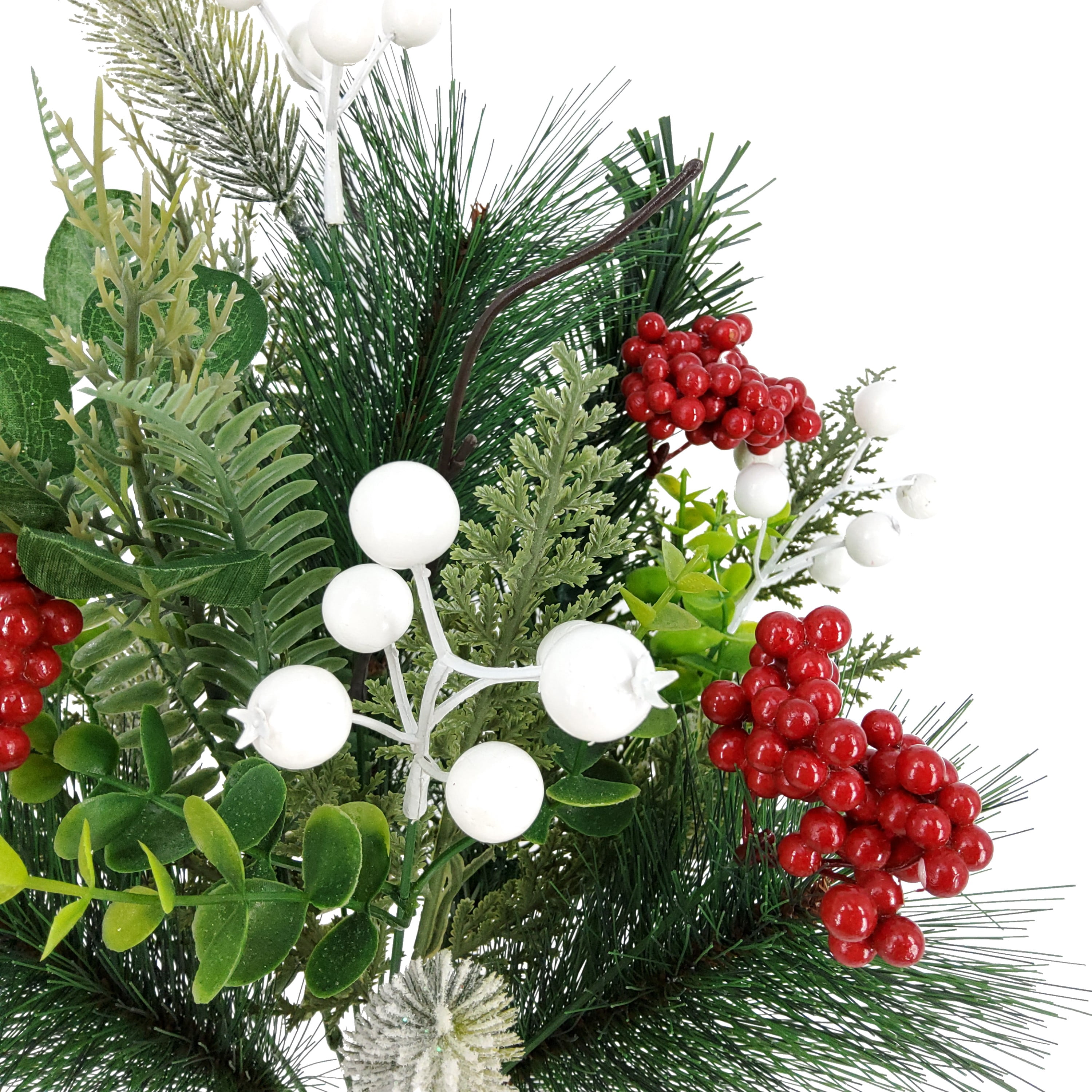 Mainstays 21.5''H Indoor Decorative Greenery Berry Mixed Bouquet, Green and Red Color.