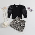 thumbnail image 2 of EnJoCho Little Girl Outfit Toddler Baby Girls Autumn Winter Cotton Long Sleeve Ribbed High Collar T Shirt Tops Plaid Skirts Set Clothes Kids Trendy Clothing Set 18-24 Months, 2 of 7