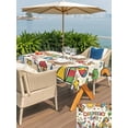 thumbnail image 5 of Outdoor Tablecloth with Umbrella Hole for Patio/Picnic/Party/Camping, Beige Children's Day Waterproof Table Cloth Rectangle Table Cover Washable, Car Tree Stars Modern Abstract Art Cartoon (52"x 70"), 5 of 8