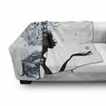 thumbnail image 3 of Retro Soft Flannel Fleece Throw Blanket, Illustration of a Flower Haired Girl and Snowflakes Design Pattern Print, Cozy Plush for Indoor and Outdoor Use, 60" x 80", Slate Blue and Black, by Ambesonne, 3 of 6