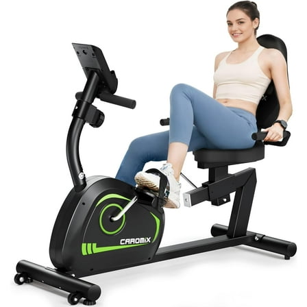 Caromix Recumbent Exercise Bike for Adults Seniors, Stationary Bike for Home with Comfortable Seat and Heart Rate Handle, Magnetic Resistance Indoor Cycling Bike with 300LBS for Cardio Workout