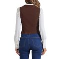 thumbnail image 3 of INSPIRE CHIC Women's Denim Vest V Neck Button Down Casual Jean Waistcoat Sleeveless Jakcet S Dark Brown, 3 of 5