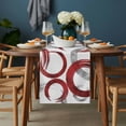 thumbnail image 2 of Red Grey Table Runner - 70 Inch Long, Kitchen Dining Table Runner Dresser Scarves, Geometric Circle Modern Abstract Simple Art Farmhouse Decor for Coffee Tables Wedding Party Banquet, 2 of 8