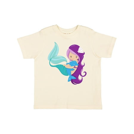 

Inktastic Cute Mermaid Little Mermaid Purple Hair Dolphin Gift Toddler Toddler Girl T-Shirt