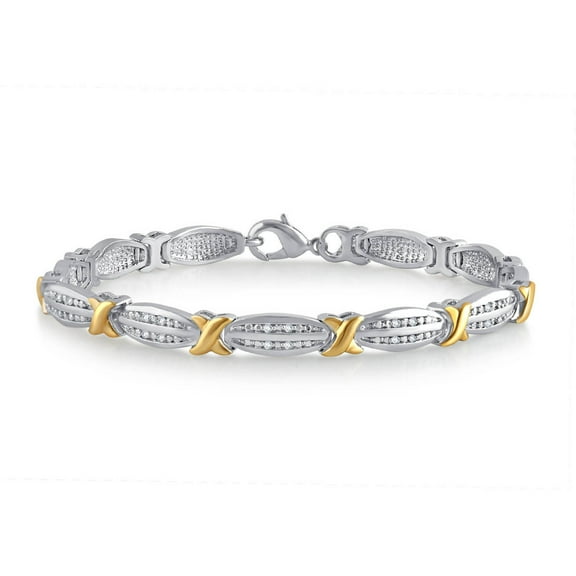 Arista 1/4 ct Fashion Bracelet in Silver Tone and 14K Gold over Brass,7.5" (I-J, I2-I3)