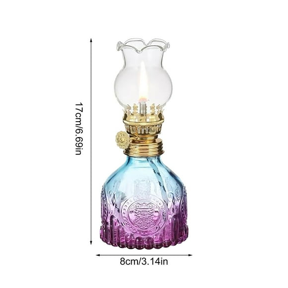 Celebrate Vintage Gradient Color Glass Oil Kerosene Lamp Color Oil Lamps For Indoor Use Oil Indoor Decorative Lamp Oil For Tabletop Decor Emergency Lighting