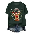 thumbnail image 2 of larppty Christmas Tshirts for Women Funny Holiday Xmas Pattern Top Long Sleeve Funny Cute Pullover Shirts Festival Gifts (Dark Green, S), 2 of 4