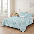 thumbnail image 2 of Quilts King Size Bedding Set, Spring Blue Sky Cobweb Lightweight Quilted Comforter, Abstract Minimalist Farmhouse Lines Reversible Bedspread Coverlet with Pillow Covers for All Season, 96" x 106", 2 of 9