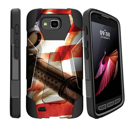 Case for LG X Caliber | Case for LG X Venture [ Shock Fusion ] Hybrid Layers and Kickstand Case FireArm
