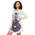 thumbnail image 3 of FORMRS Womens Long Sleeve Nightgowns Crew Neck Sleep Shirt Soft Pajamas Sizes S-3XL, Orange Astronaut Planet, 3 of 8
