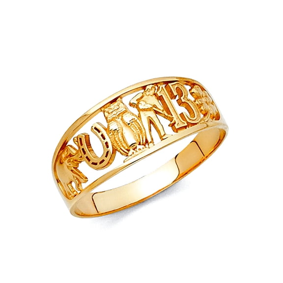 14k Yellow Gold Lucky Ring Size 7 Ring for Women - 2.2 Grams