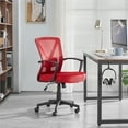 thumbnail image 2 of Yaheetech Adjustable Mesh Office Chair Mid Back Swivel Chair Executive Desk Chair Computer and Study Chair with Wheels, Red, 2 of 8