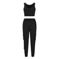 thumbnail image 5 of Tbopshirt Women's 2 Piece Outfits Women Casual Summer Round Neck Sleeveless Tops and Long Pants Suit Wide Leg Pants, 5 of 5