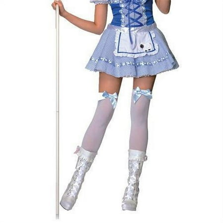 Stockings Thi Hi W/bow Wt/bu White Blue