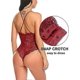 thumbnail image 3 of Women Snap Crotch Lingerie Sexy Lace Bodysuit, Deep V One Piece Lace Babydoll, 3 of 5