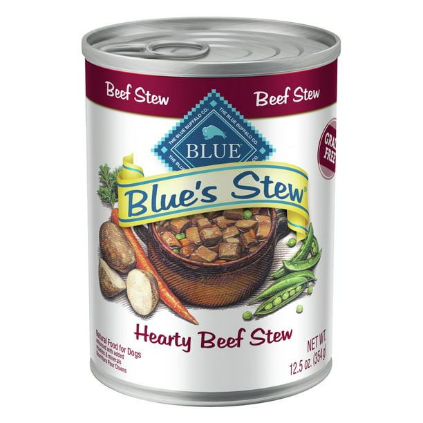 Blue Buffalo Blue's Stew Beef In Wet Dog Food for Adult Dogs, Grain-Free, 12.5 oz. Can - Walmart.com