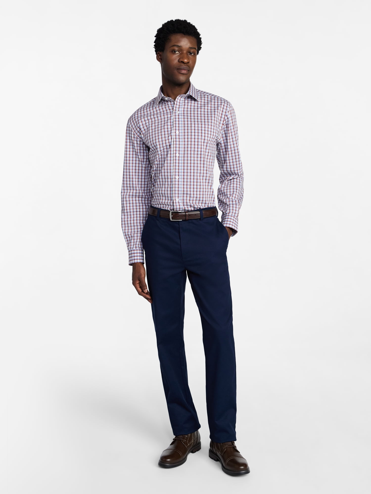George Men's and Big Men's Classic Dress Shirt with Long Sleeves, Sizes S-3XL