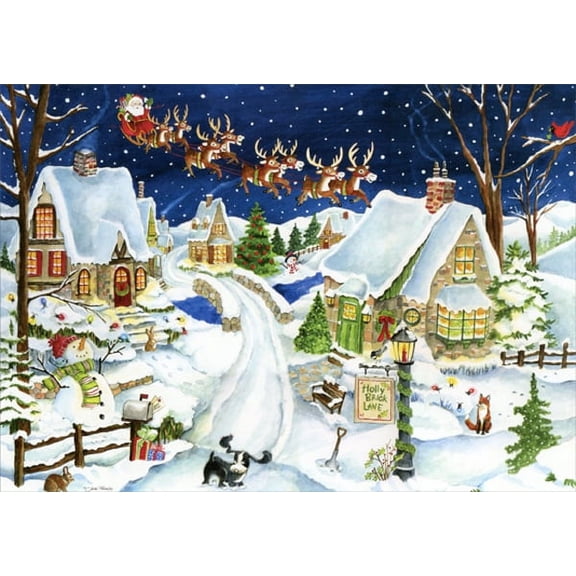 LPG Greetings Santa's Coming : Jacki Frerichs Deluxe Velvet Touch Christmas Card (1 card/1 envelope)