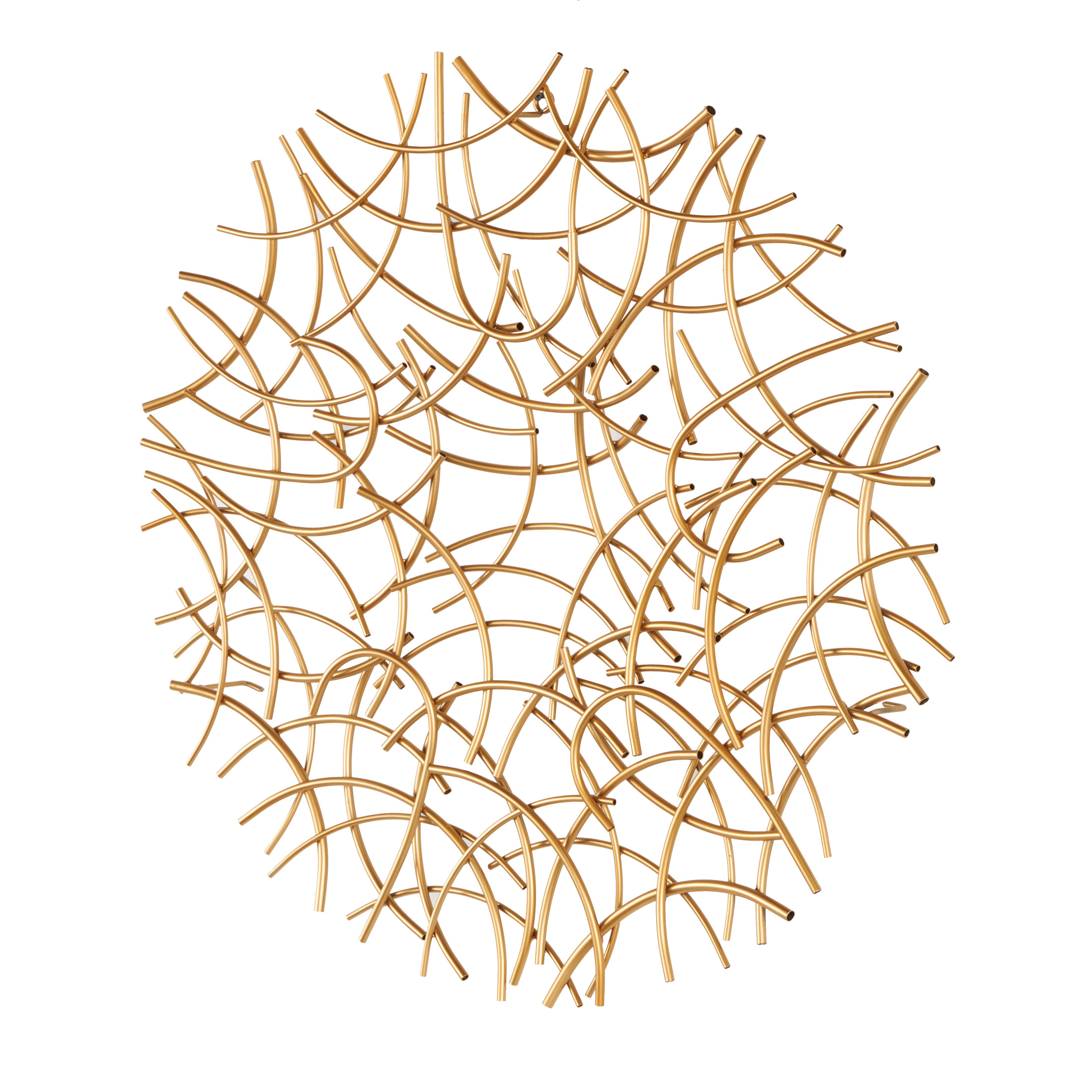 DecMode Gold Metal Overlapping Curved Sticks Abstract Wall Decor