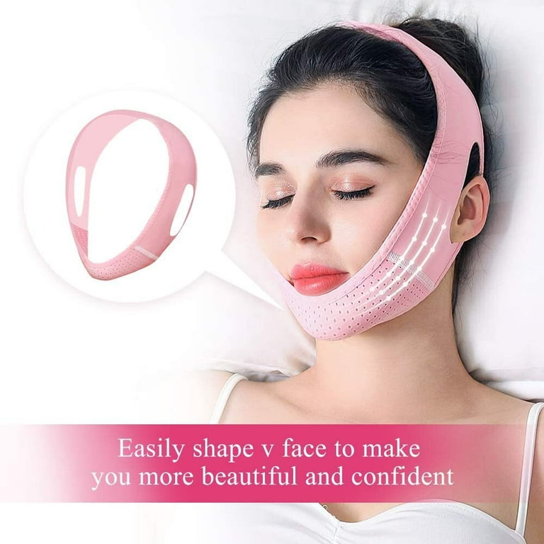 Full Face Lift Sleeping Belt, Reusable V Shape Cheek Chin Slimming Belt  Strap Face Mask Bandage,Thin Facial Massage Shaper,V Line Face Belt (L)