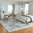 thumbnail image 3 of Washable Area Rug for Living Room, NovDeco 8'x10' Non-Slip Vintage Boho Light Blue Indoor Rug, Low Pile Stain Resistant Carpet for Bedroom, Kitchen, 3 of 11