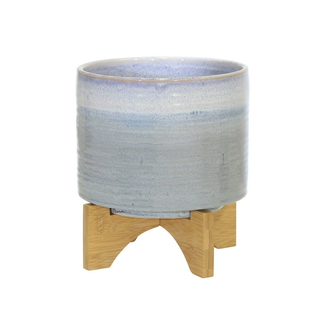 Sagebrook Home Jardinière en Céramique 8 Pouces sur Support, Dégradé Bleu