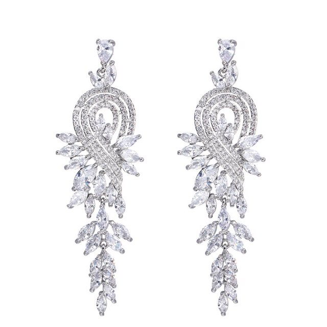 Pendiente largo de aspecto elegante con circonitas cúbicas para mujer BANYUO Electrónica