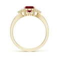 thumbnail image 2 of ANGARA Natural 1.25 ct Ruby Split Shank Engagement Ring with Trio Diamonds in 14K Yellow Gold for Women (Size-8x6mm) | July Birthstone, Anniversary, Jewelry Gift for Women | Natural Ruby Ring, 2 of 9