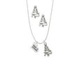 thumbnail image 2 of Delight Jewelry Silvertone Small Maid of Honor Heart Silver tone Zig Zag Christmas Tree Charm Necklace and Stud Earrings, 2 of 4