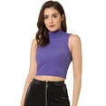 thumbnail image 1 of Disfraz de navidad Camiseta sin mangas con cuello alto y purpurina para mujer Púrpura S, 1 of 6