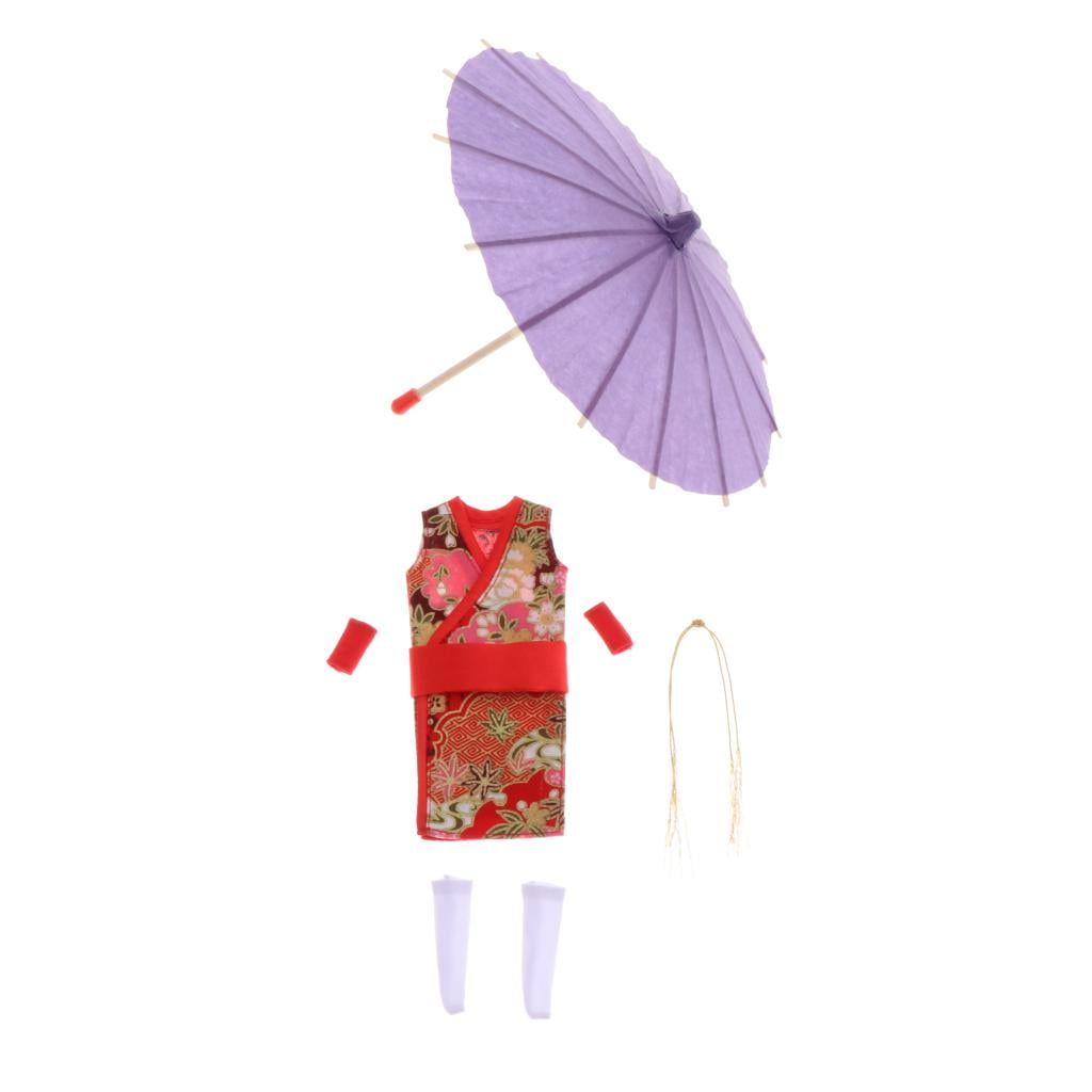Red Details about   1:6 Japanese Kimono Clothing Fan Umbrella Fit 12" Female PH TBL Figure Body 