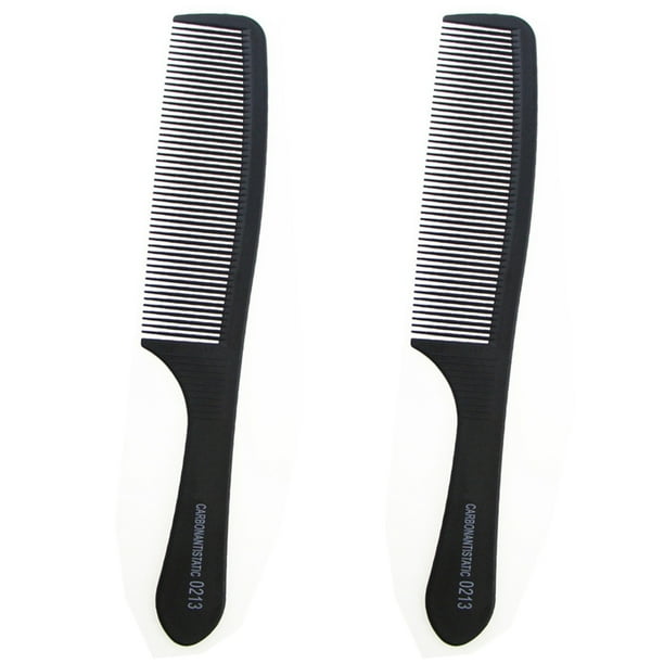 Peine de cardado profesional, peine de barbero con dientes finos y anchos, peine de corte de fibra de carbono negro, peine de peinado.