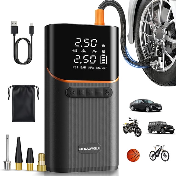 Portable car tire air compressor