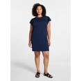 thumbnail image 2 of Time and Tru Women's Cotton T-Shirt Mini Dress with Short Flutter Sleeves, Sizes XS-XXXL, 2 of 6