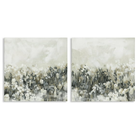 Stupell Industries Brushed Flower Meadow Impressions Abstract Painting Wrapped Canvas Canvas Art Print Wall Art, 17 x 17, Set of 2